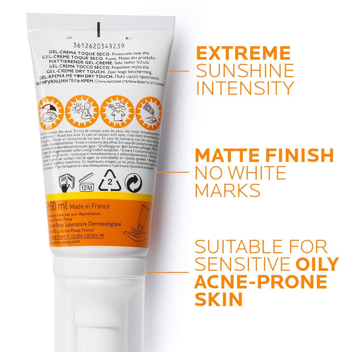 لا روش بوزيه أنثيليوس دراي تاتش SPF50+ 50 مل