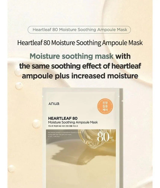ANUA Heartleaft 80% Soothing Ampoule Mask Sheet (10PCS)